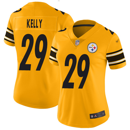 Women Pittsburgh Steelers Football #29 Limited Gold Kam Kelly Inverted Legend Nike NFL Jersey